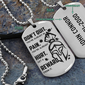 WAD043 - Don't Quit - Get A Reward From It - Spartan - Warrior - Engrave Silver Dog Tag