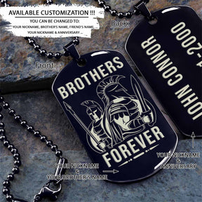 WAD053 - Brothers Forever - Warrior - Spartan Necklace - Engrave Black Dog Tag