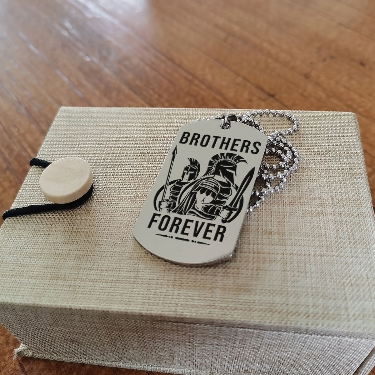 WAD054 - Brothers Forever - Call On Me Brother - Warrior - Spartan Necklace - Engrave Silver Dog Tag
