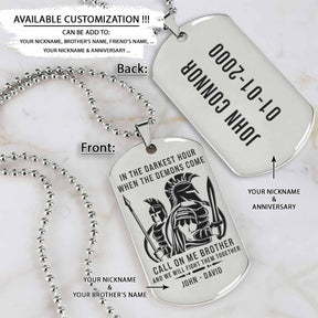 WAD062 - Call On Me Brother - Warrior - Spartan Necklace - Engrave Silver Dog Tag